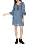 Lucky Brand Embroidered Flare Sleeve Dress