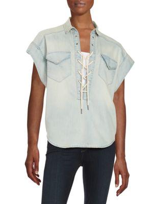Blanknyc Lace-up Chambray Shirt