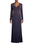 Xscape Petite Vertical-embellished Evening Gown