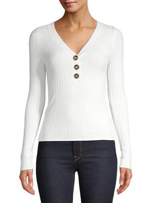 Miss Selfridge Horn Button Ribbed V-neck Top
