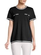 Karl Lagerfeld Paris Stripe-trimmed Short-sleeve Top