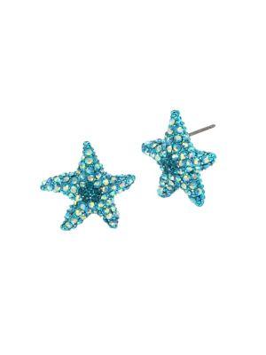Betsey Johnson Sealife Pave Crystal Starfish Stud Earrings
