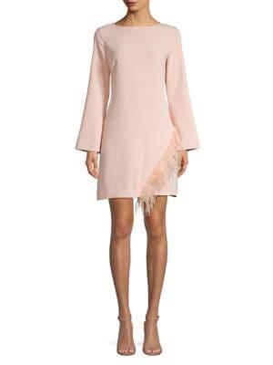 Laundry By Shelli Segal Feather Trimmed Shift Dress