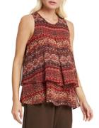Bcbgeneration Tiered Pleated Tapestry Print Tank