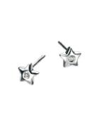 D For Diamond Star Sterling Silver & Diamond Stud Earrings