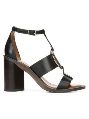 Franco Sarto Dandelion Leather Ankle-strap Heeled Sandals