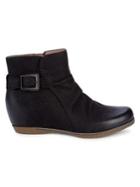 Dansko Lia Buckled Ruched Leather Booties