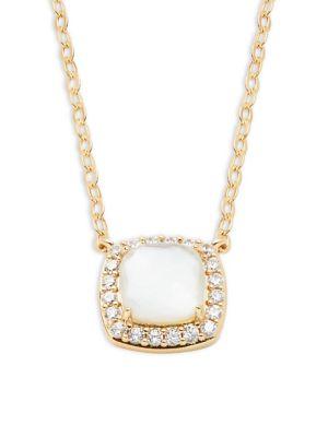 Nadri Framed Crystal And White Mother-of-pearl Necklace