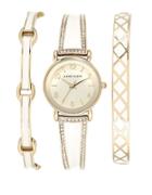 Anne Klein 3-piece Swarovski Crystal Goldtone Watch And Bracelet Set