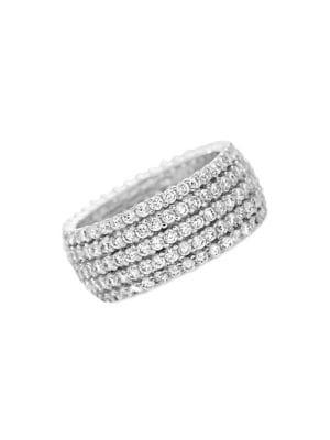 Lord & Taylor Sterling Silver & Pave Crystal Band Ring