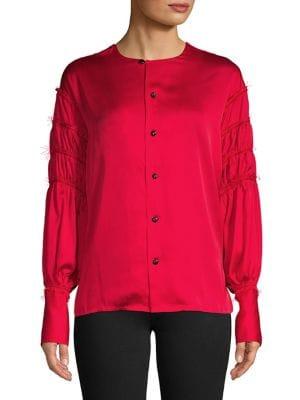Caara Puffed-sleeve Frayed Top