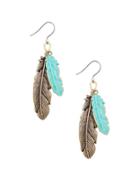 Lucky Brand Sun Kissed Moments Dual-tone Patina Feather Earrings