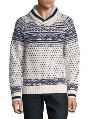 Black Brown Fair Isle Wool-blend Shawl Sweater