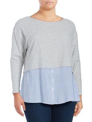 Vince Camuto Plus Mixed Media Top