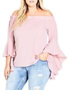 City Chic Plus Off-the-shoulder Bell Sleeve Top