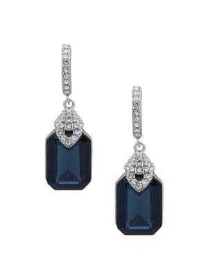Lauren Ralph Lauren Silvertone And Glass Stone Huggie Drop Earrings