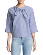 Lord & Taylor Tie-front Striped Top