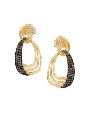 Le Vian Chocolatier 14k Honey Gold, Vanilla & Chocolate Diamonds Open Drop Earrings