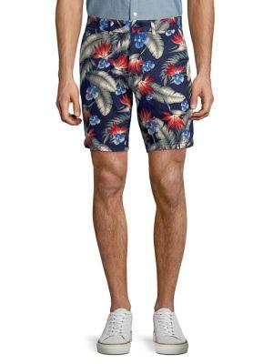 Black Brown Floral Slim Shorts