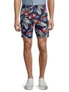 Black Brown Floral Slim Shorts