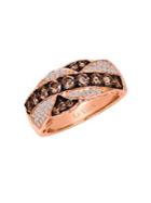 Levian 14k Rose Gold Ring With Chocolate And Vanilla Diamonds