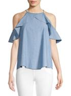 Vero Moda Sandra Ruffle Chambray Top