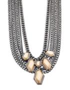 A.b.s. By Allen Schwartz Two-tone Front Crystal Multi-strand Chain Necklace
