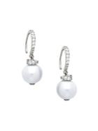 Nadri Sutton Rhodium-plated And 8-8.5mm Pearl Drop Earrings