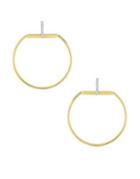 Roberto Coin Classic Parisienne Large Circle 0.2 Tcw Diamond, 18k White Gold And 18k Yellow Gold Earrings