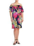 London Times Plus Ruffled Off-the-shoulder Dress