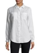 Lord & Taylor Plus Dotted Linen Button-down Shirt