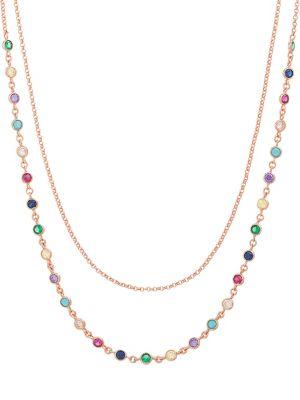 Lord & Taylor Rainbow Crystal Double Layered Necklace