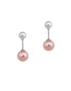 Majorica Illusion 8mm-12mm White And Pink Organic Pearl And Sterling Silver Drop Earrings