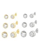 Lord & Taylor Six-pair Graduated Round Crystal Stud Earrings
