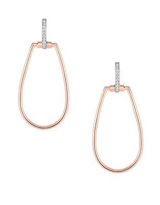 Roberto Coin Classic Parisienne Oval Diamond, 18k White Gold And 18k Rose Gold Earrings