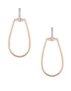 Roberto Coin Classic Parisienne Oval Diamond, 18k White Gold And 18k Rose Gold Earrings