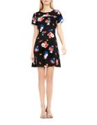 Vince Camuto Petite Travelling Blooms Flared Dress