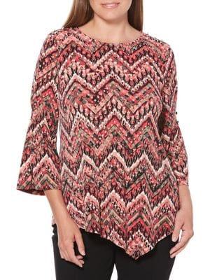 Rafaella Petite Chevron-print Asymmetric Top