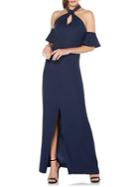 Laundry By Shelli Segal Beaded Cold-shoulder Halter Gown