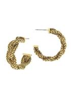 Etienne Aigner Golden Wheat Chain Small Braided Hoop Earrings