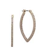 Marchesa Goldtone & Glass Bead Pave Navette Hoop Earrings