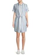 Blank Nyc Striped Linen Drawstring Shirt Dress