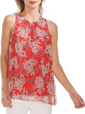 Vince Camuto Modern Rouge Botanical-print Blouse