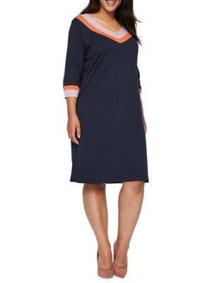 Junarose Plus 618 Siri Three-quarter Cotton Below-knee Dress