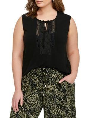 Addition Elle Michel Studio Plus Lace Insert Sleeveless Blouse