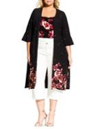 City Chic Plus Monet Border Cotton Blend Kimono