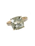 Effy Red Box Gallery 14k Yellow Gold Green Amethyst And Diamond Ring