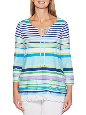 Rafaella Stripe Quarter-sleeve Top