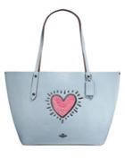 Coach Keith Haring Sequin Heart Leather Market Tote