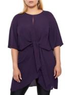 Addition Elle Michel Studio Plus Flutter Sleeves Keyhole & Knotted Tunic
